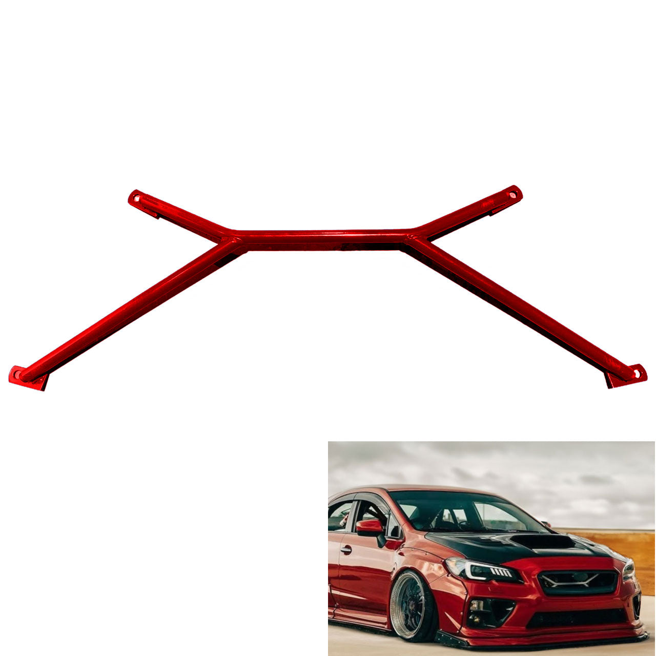 Half Front Chassis Brace for Subaru WRX STI 15-21 Reinforcement Bar - Bull Boost Performance