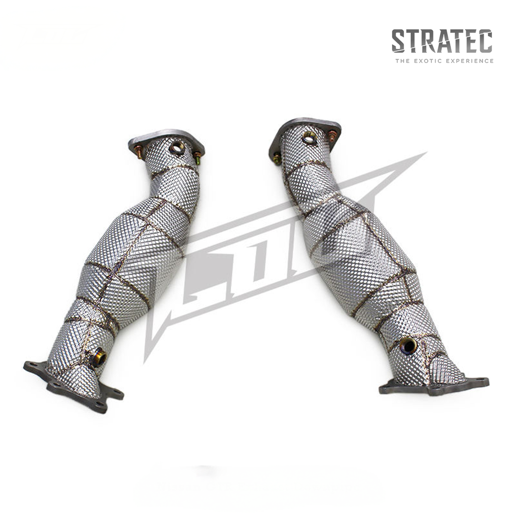 High‑Flow Catted Stainless Steel Downpipe with Heat Shield for Nissan GT‑R R35 3.8TT - Bull Boost Performance