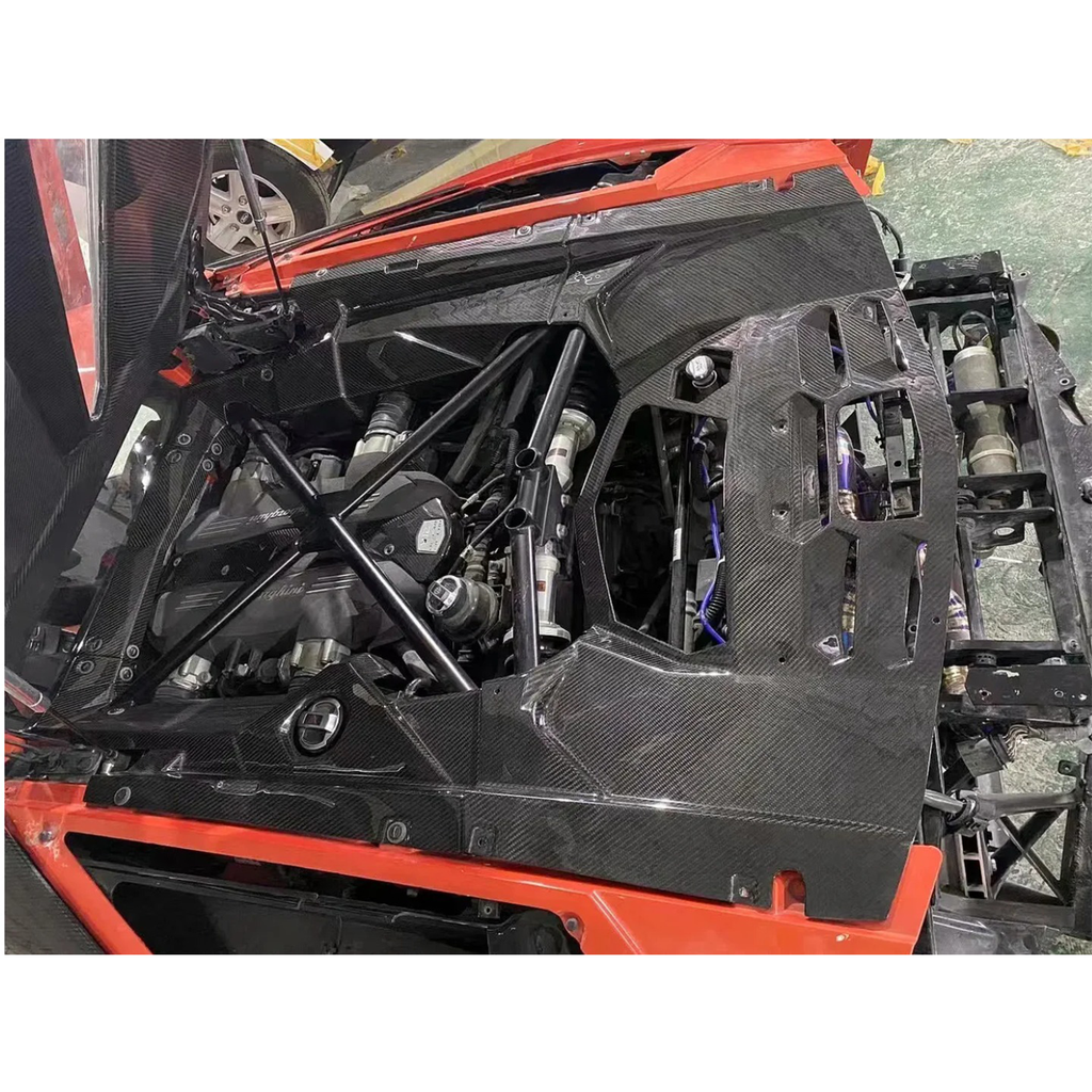 Dry Carbon Fiber Full Engine Bay Cover Set for Lamborghini Aventador LP700 LP720 LP750 - Bull Boost Performance