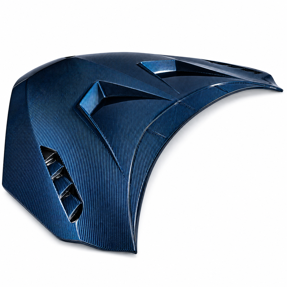 Aggressive Clear Blue Dry Carbon Fiber Hood for Lamborghini Revuelto by Stratec Systems