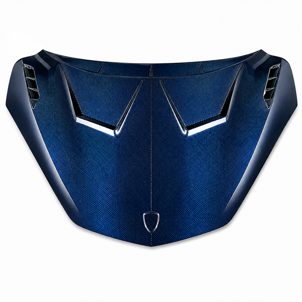 Aggressive Clear Blue Dry Carbon Fiber Hood for Lamborghini Revuelto by Stratec Systems