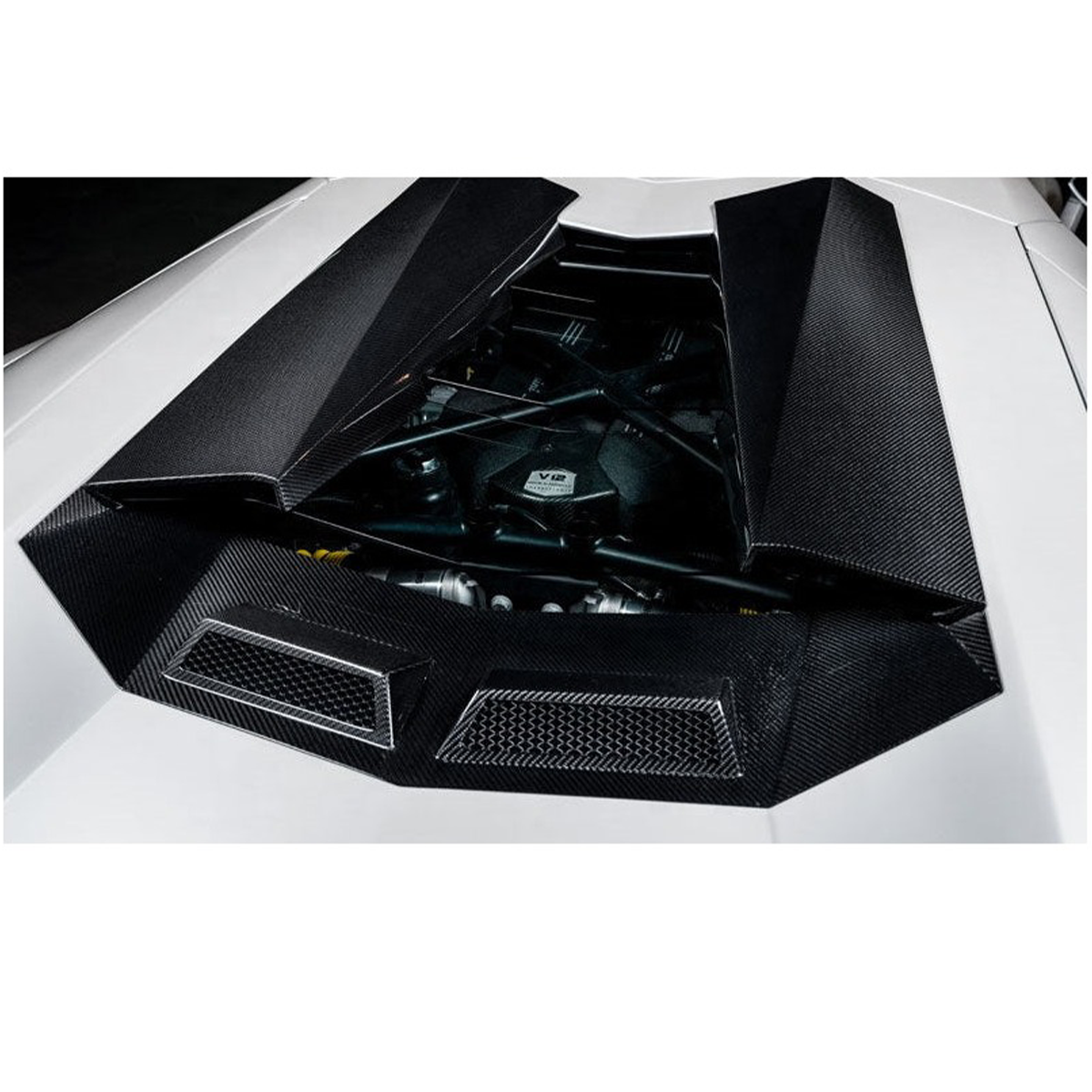 NT Style Dry Carbon Fiber Engine Bonnet Air Intake Panel for Lamborghini Aventador - Bull Boost Performance