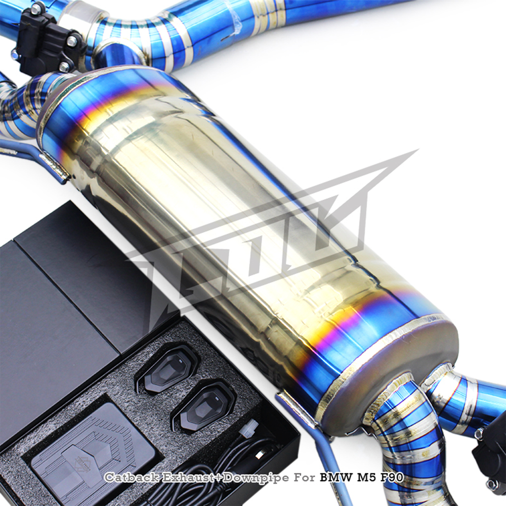 Valved Titanium Catback Exhaust System Downpipe for BMW M5 F90 4.4T - Bull Boost Performance
