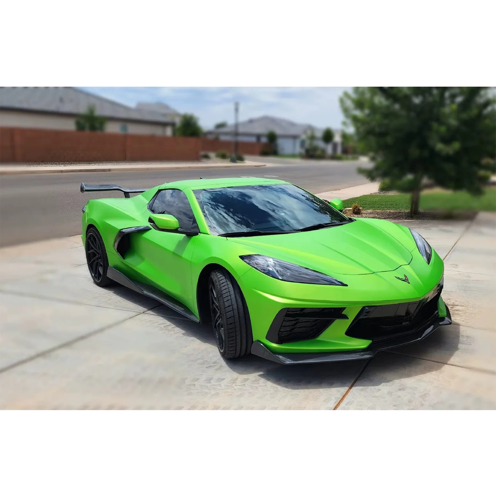 V Style Carbon Fiber Front Lip for Chevrolet Corvette C8 - Bull Boost Performance