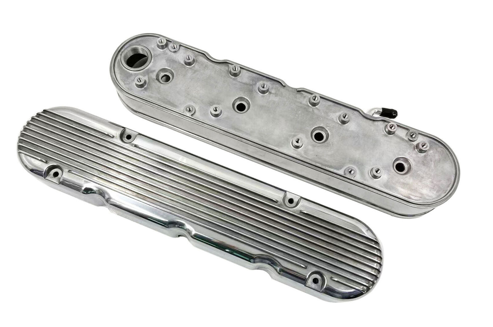 Aluminum finned Valve Covers w/ Coil Mounts & Cover for LS Engine Polished - Bull Boost Performance
