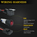 LED LIGHT BAR WIRING HARNESS KIT (2 LEADS 16AWG) WITH FUSE 12V 40A RELAY 3/4" ON/OFF SWITCH By Gatekeeper Off-Road