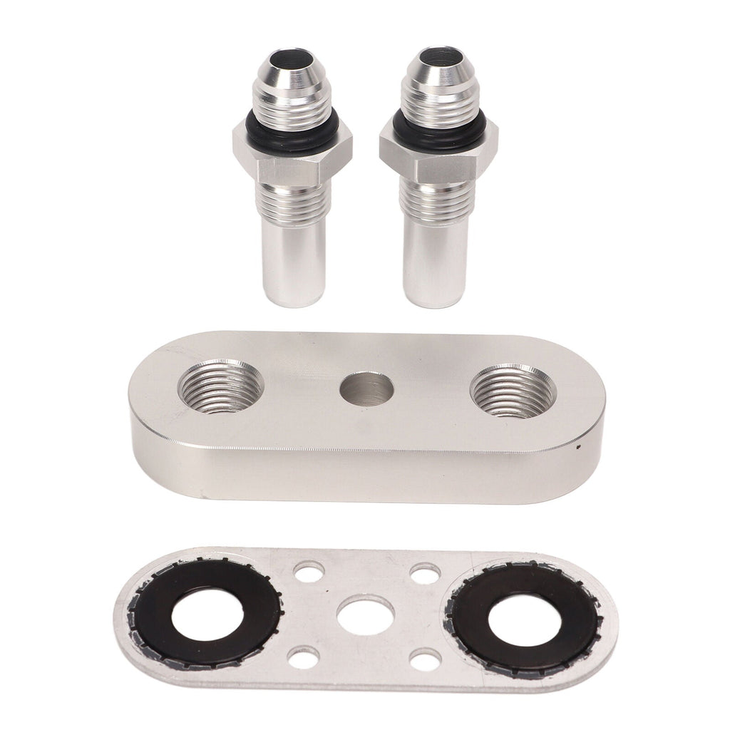 Transmission Cooler Line Adapter Plate with Gasket and 6AN Fittings Compatible with 6L80E 6L90E 8L90E Oil Seal Line Connector for Braided Hose Set - Bull Boost Performance