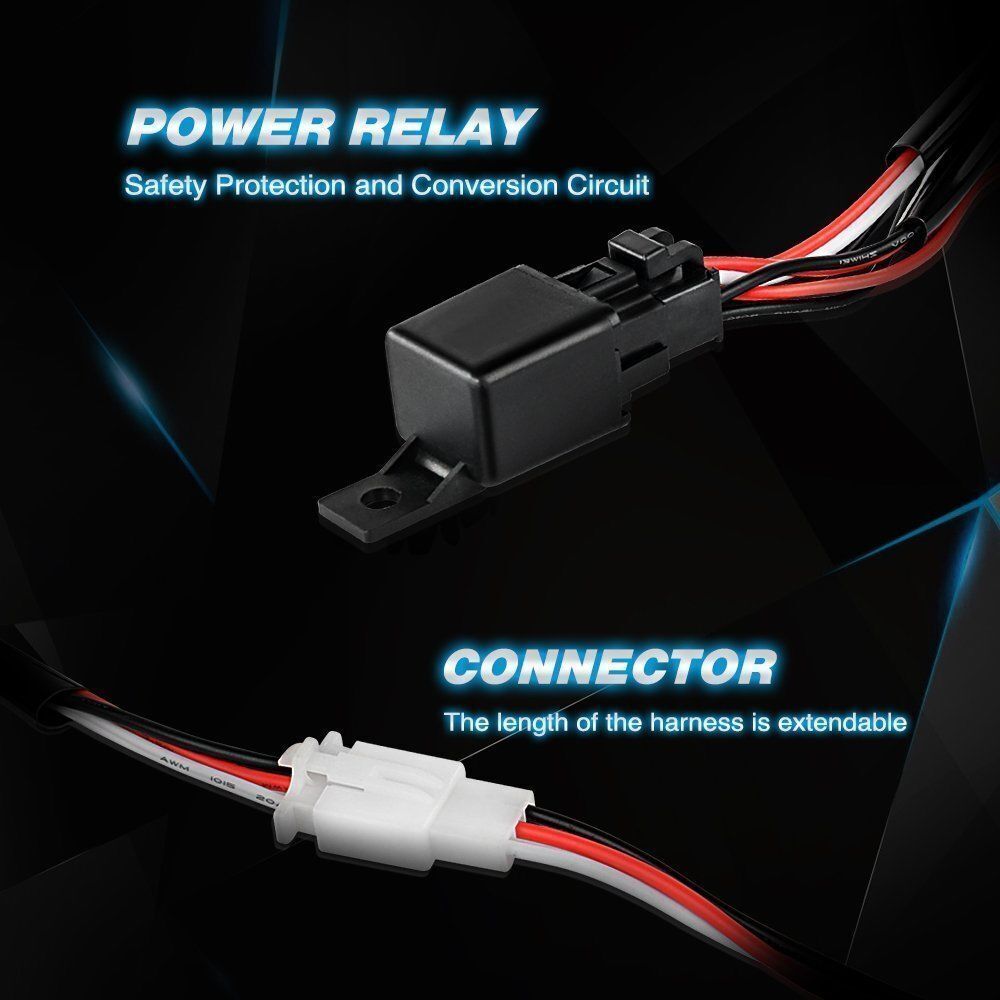 LED LIGHT BAR WIRING HARNESS KIT (2 LEADS 16AWG) WITH FUSE 12V 40A RELAY 3/4" ON/OFF SWITCH By Gatekeeper Off-Road