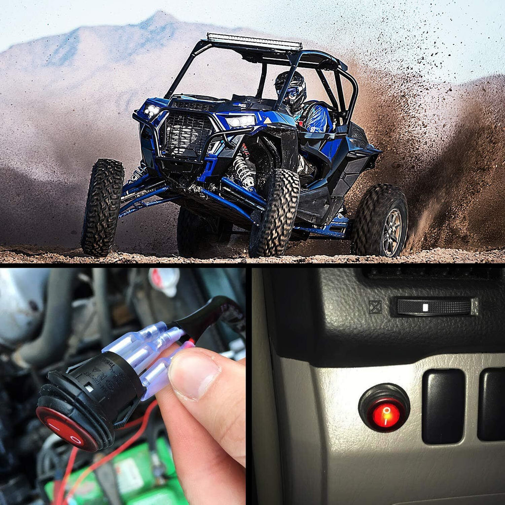LED LIGHT BAR WIRING HARNESS KIT (2 LEADS 16AWG) WITH FUSE 12V 40A RELAY 3/4" ON/OFF SWITCH By Gatekeeper Off-Road