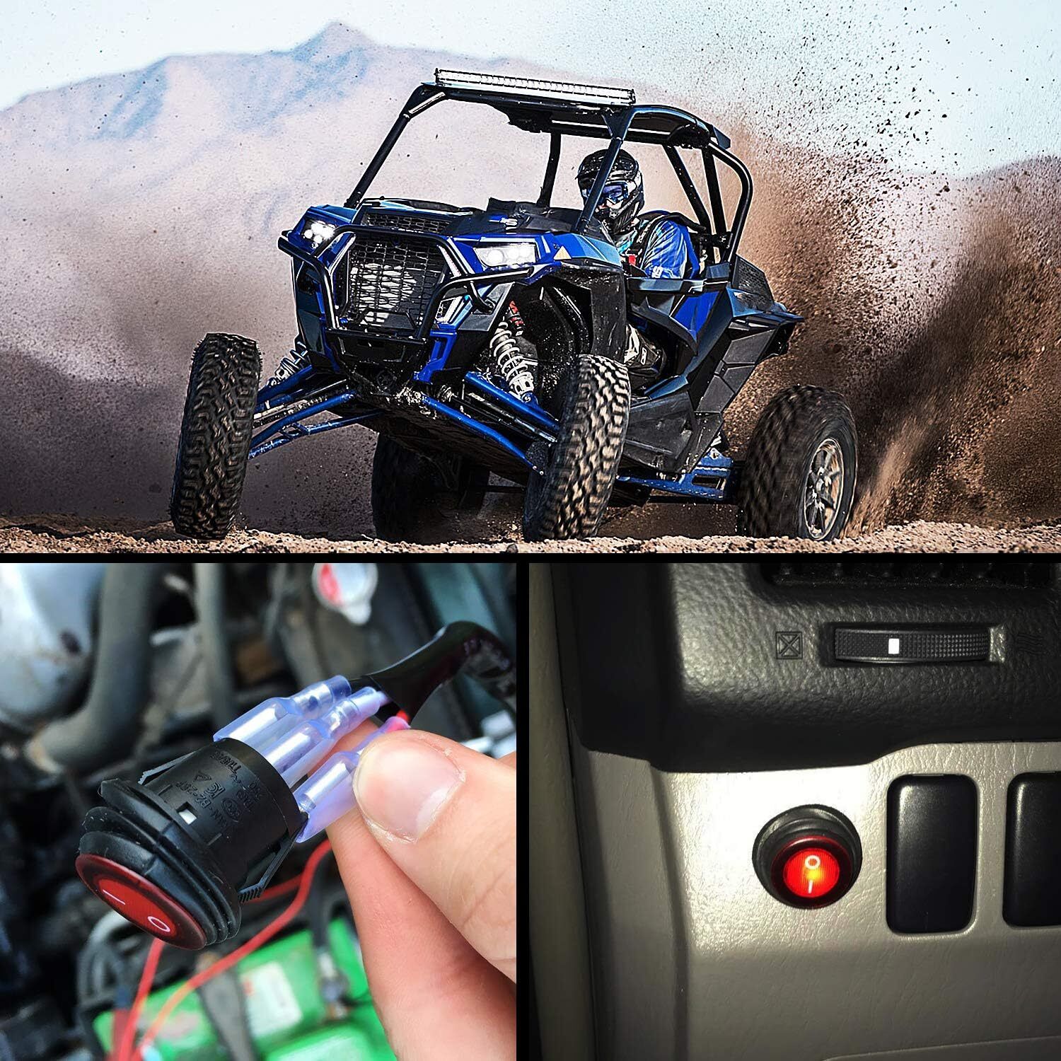 LED LIGHT BAR WIRING HARNESS KIT (2 LEADS 16AWG) WITH FUSE 12V 40A RELAY 3/4" ON/OFF SWITCH By Gatekeeper Off-Road