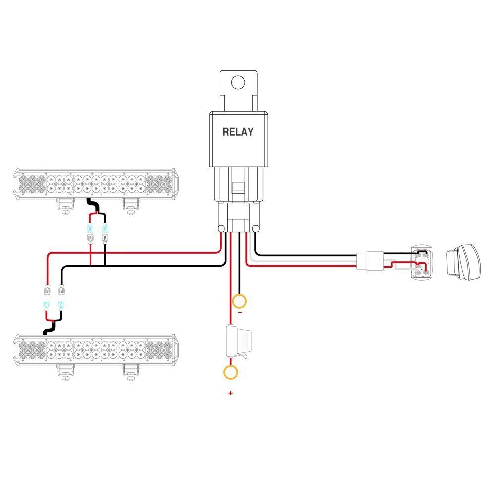 LED LIGHT BAR WIRING HARNESS KIT (2 LEADS 16AWG) WITH FUSE 12V 40A RELAY 3/4" ON/OFF SWITCH By Gatekeeper Off-Road