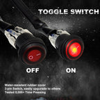 LED LIGHT BAR WIRING HARNESS KIT (2 LEADS 16AWG) WITH FUSE 12V 40A RELAY 3/4" ON/OFF SWITCH By Gatekeeper Off-Road