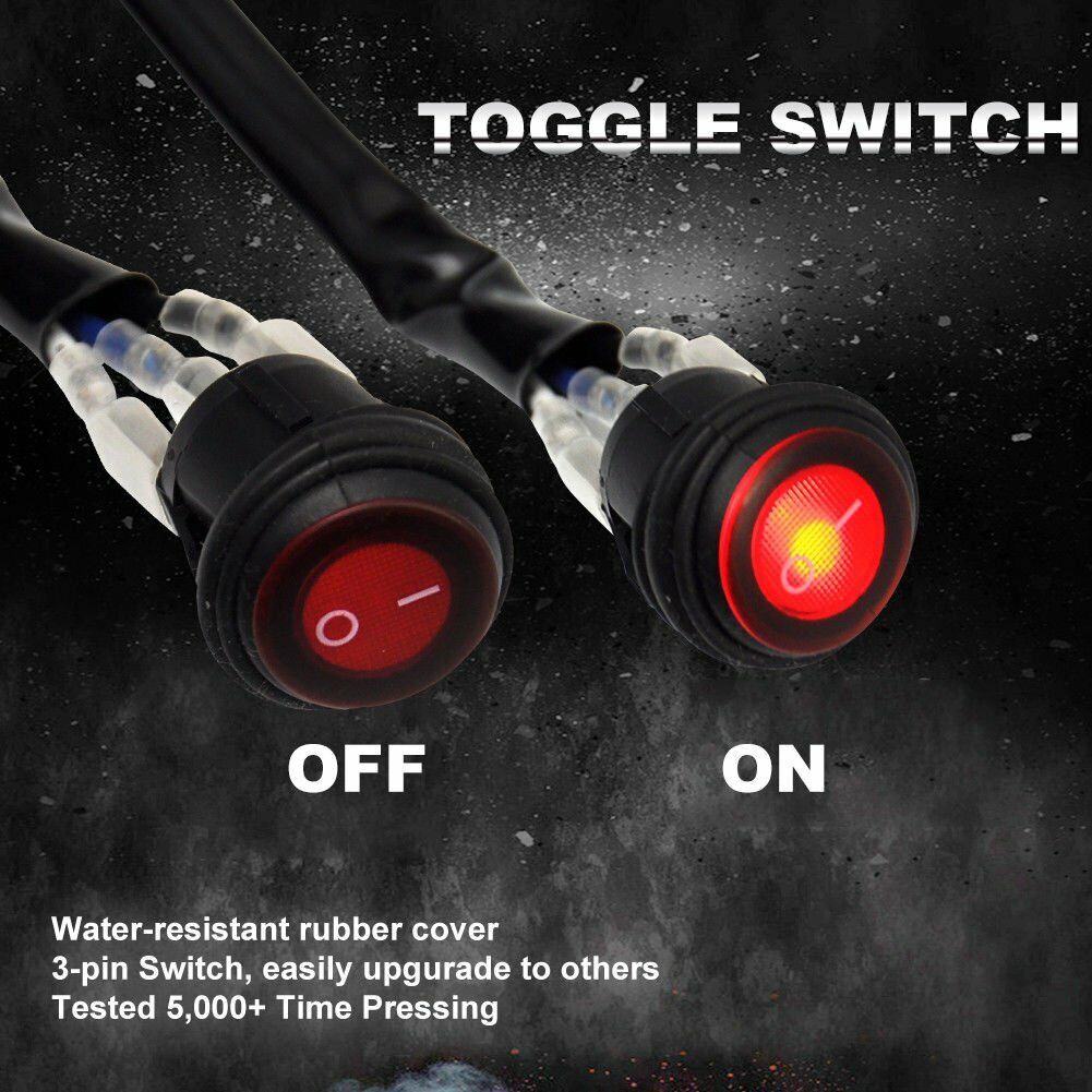 LED LIGHT BAR WIRING HARNESS KIT (2 LEADS 16AWG) WITH FUSE 12V 40A RELAY 3/4" ON/OFF SWITCH By Gatekeeper Off-Road