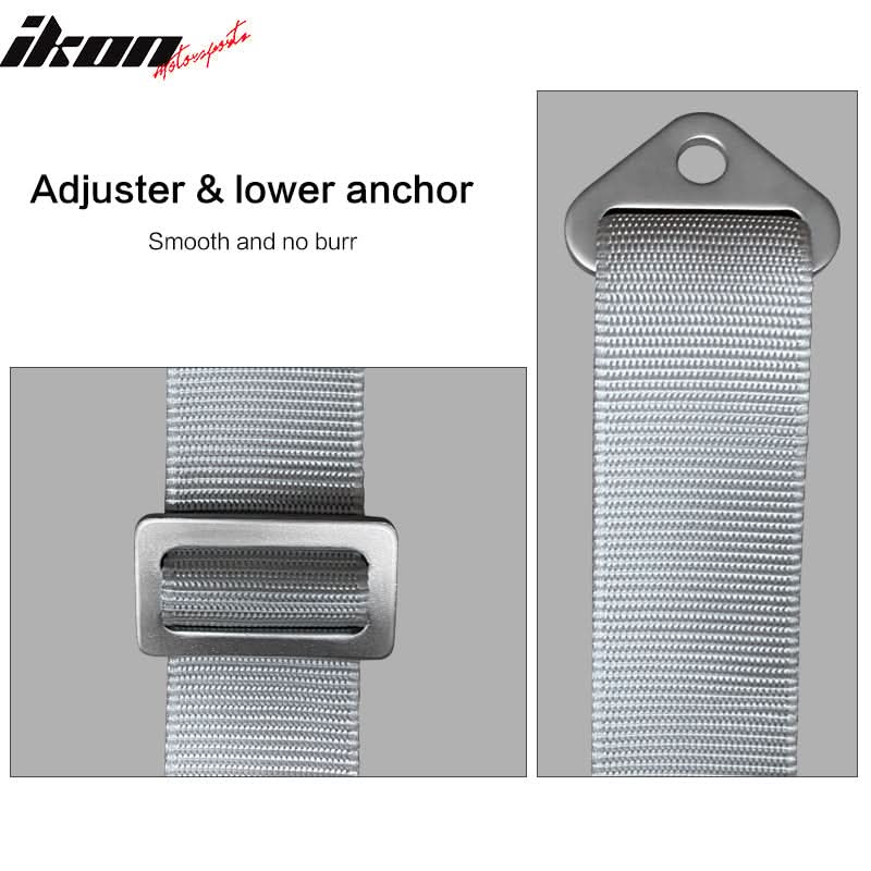 Universal 4 Point Cam-Lock Gray Racing Harness Seat Belt Nylon