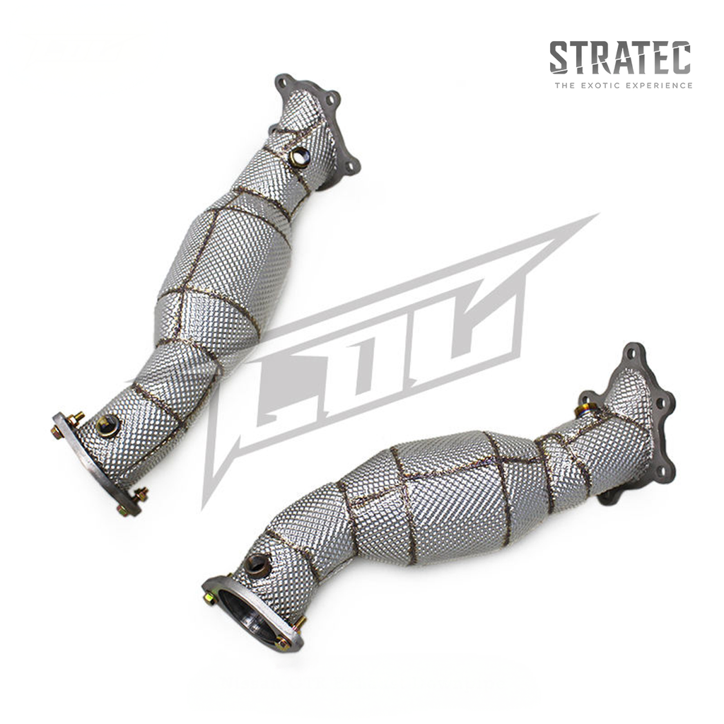High‑Flow Catted Stainless Steel Downpipe with Heat Shield for Nissan GT‑R R35 3.8TT - Bull Boost Performance