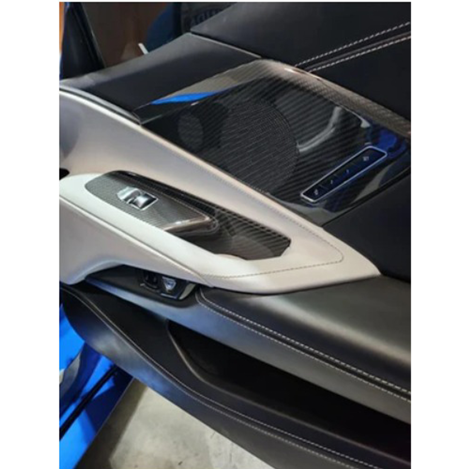 Dry Carbon Fiber Door Speaker Cover Trim for Chevrolet Corvette C8 - Bull Boost Performance