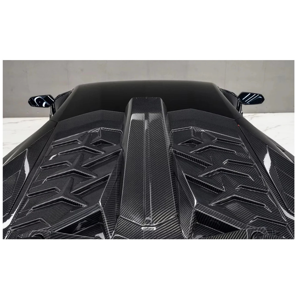 SVV Style Dry Carbon Fiber Rear Wing with Engine Hood for Lamborghini Aventador LP700 LP740 LP750 Coupe - Bull Boost Performance