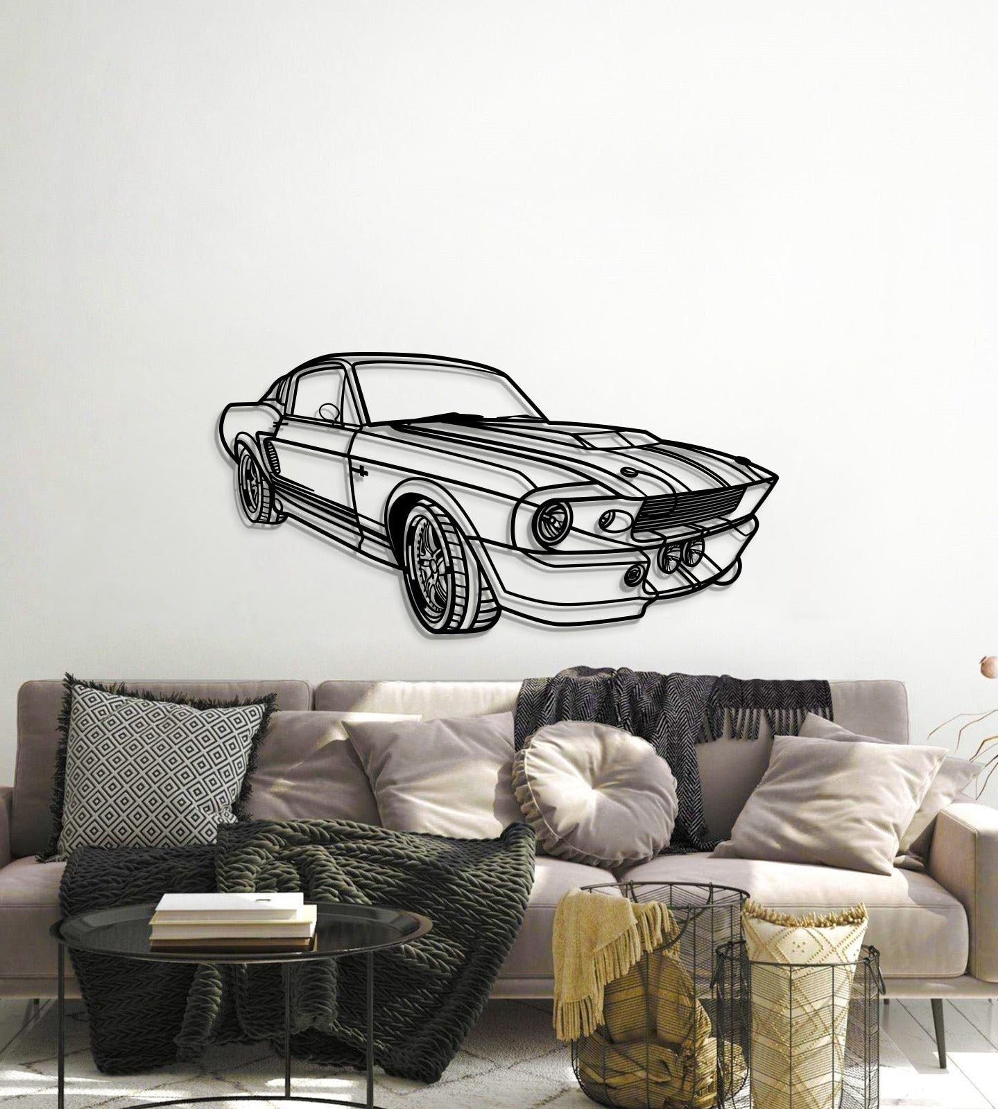 1967 Mustang Shelby GT500 Fastback Perspective Metal Car Wall Art - MT1155