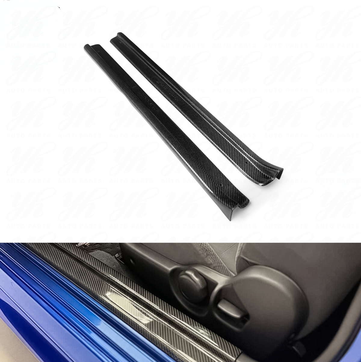 Dry Carbon Fiber Door Sill Plates for Nissan Skyline R34 GTR GTT GT by Stratec Systems