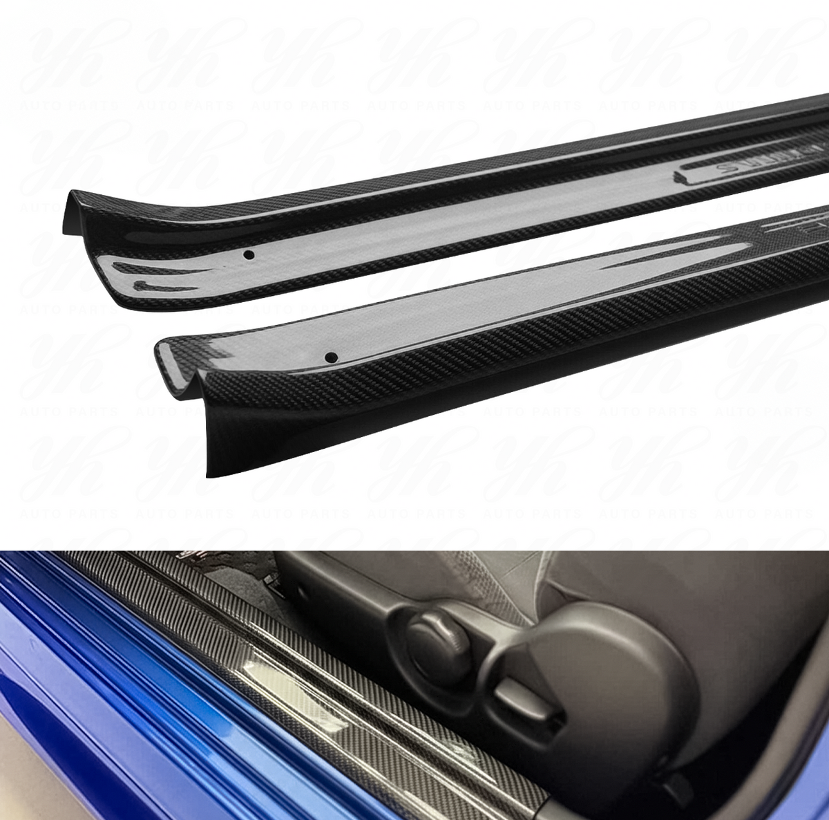 Dry Carbon Fiber Door Sill Plates for Nissan Skyline R34 GTR GTT GT by Stratec Systems