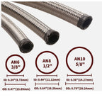 Silver Fuel Hose Oil Gas Air Line AN6-AN8-AN10 Stainless Steel Braided BOOSTED - Bull Boost Performance