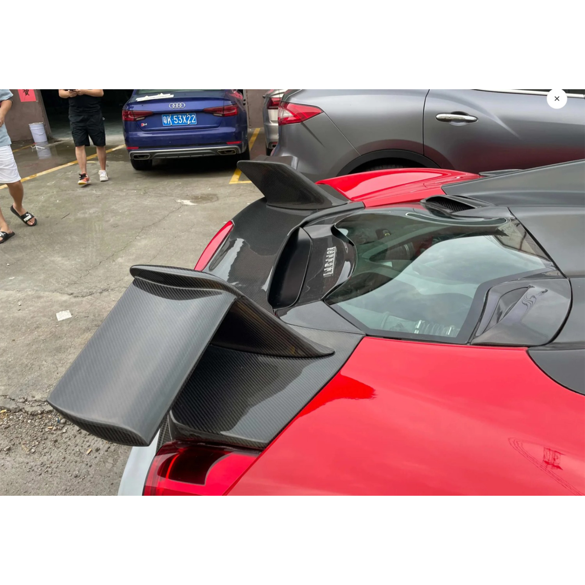 Carbon Fiber Rear Engine Bonnet Cover Window for Ferrari 488 Spyder by Stratec Systems