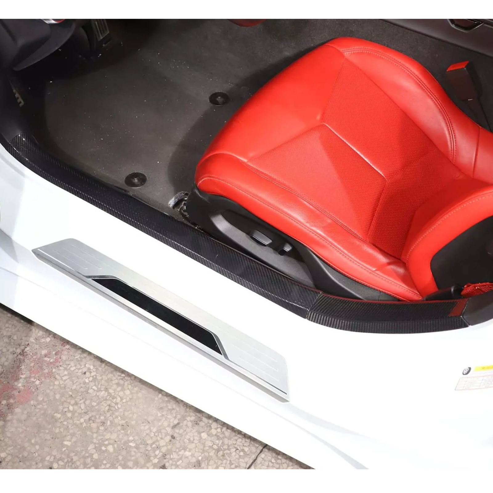 Carbon Fiber Interior Door Sill Trim Cover for Chevrolet Corvette C8 Z51 Z06 - Bull Boost Performance