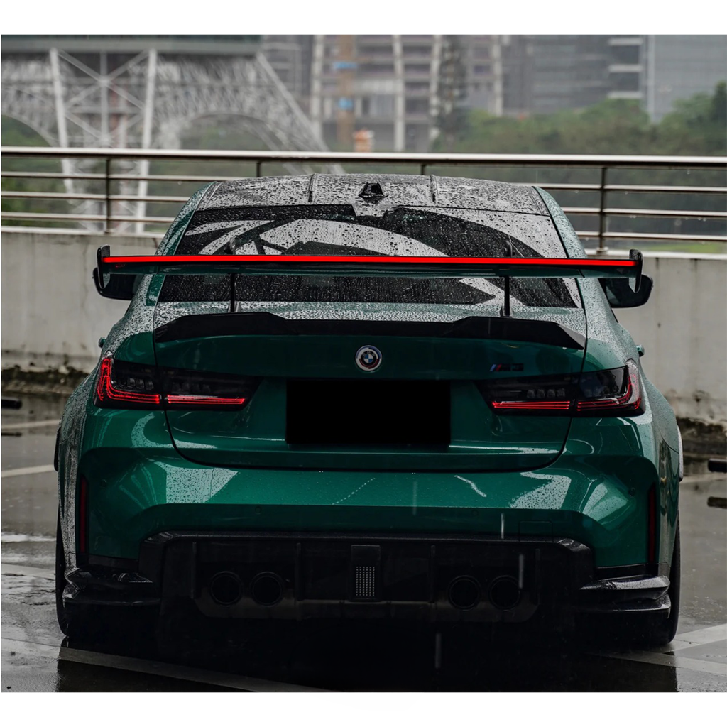 Prepreg Carbon Fiber LED Swan Neck Rear Wing for BMW G8X G80 M3 G82 M4 G87 M2 - Bull Boost Performance