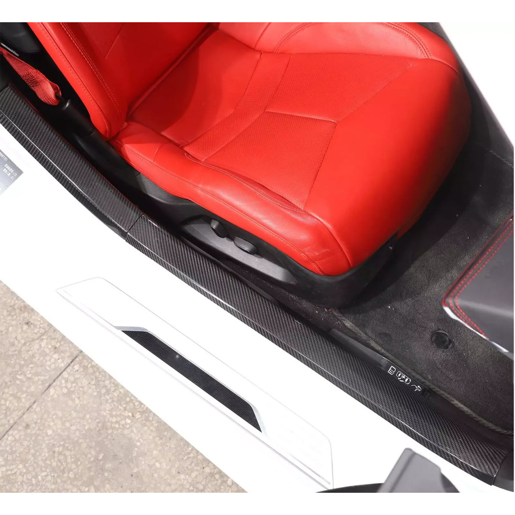 Carbon Fiber Interior Door Sill Trim Cover for Chevrolet Corvette C8 Z51 Z06 - Bull Boost Performance
