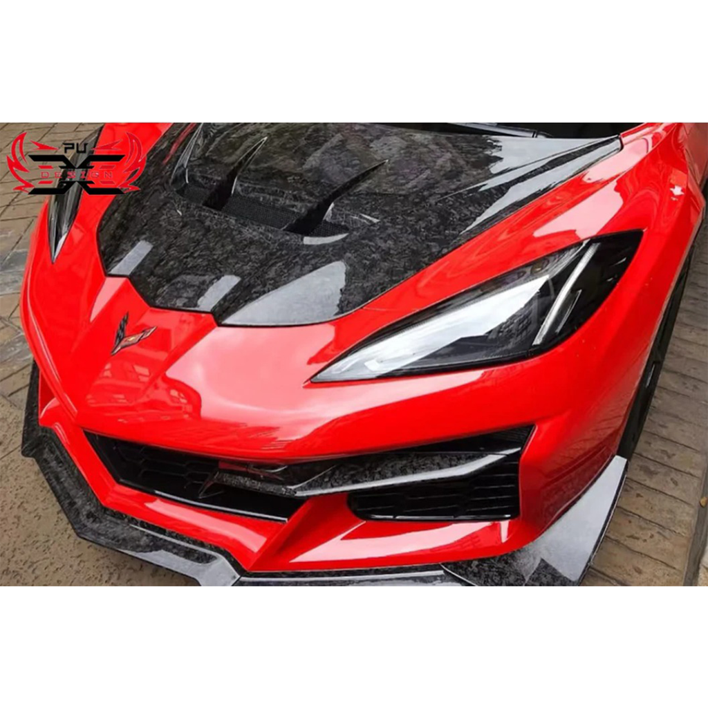 V3 Vented Carbon Fiber Hood Bonnet for Chevrolet Corvette C8 - Bull Boost Performance