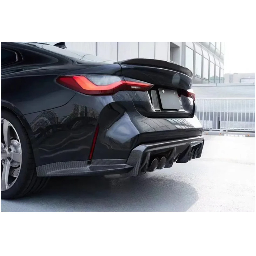 Carbon Fiber 3D Style Rear Diffuser Corner Extensions for BMW G80 M3 G82 M4 - Bull Boost Performance