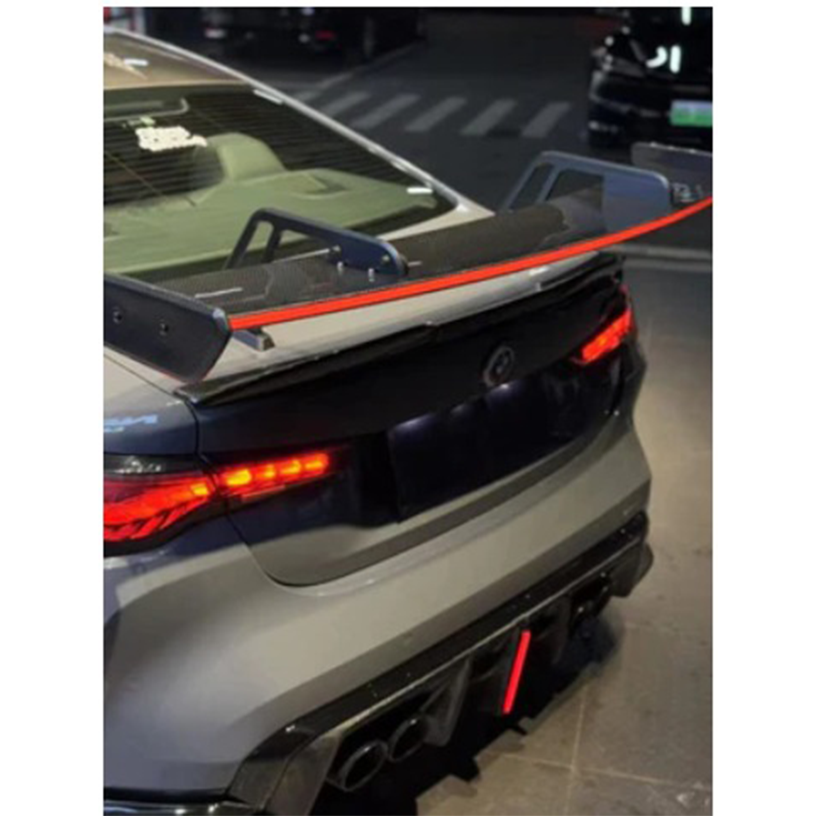 Prepreg Carbon Fiber LED Swan Neck Rear Wing for BMW G8X G80 M3 G82 M4 G87 M2 - Bull Boost Performance