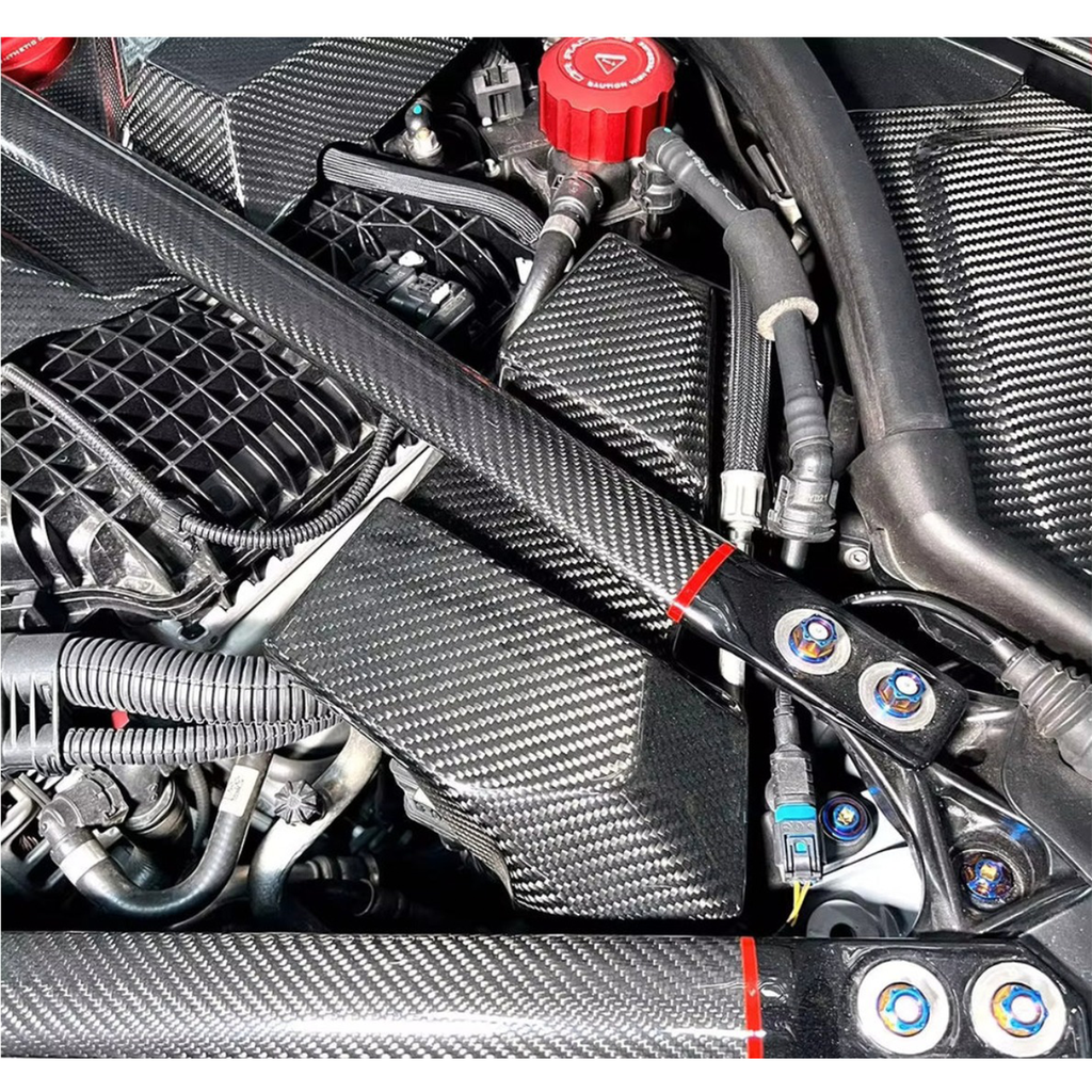 Dry Carbon Fiber Full Engine Bay Cover Kit for BMW G80 M3 G82 M4 - Bull Boost Performance