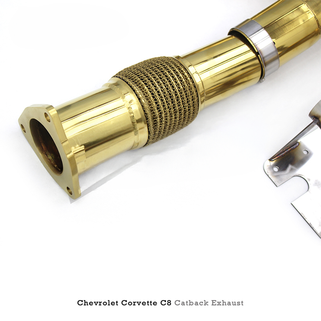 Valved Gold Plated Catback Exhaust Carbon Fiber Tips for Corvette C8 - Bull Boost Performance