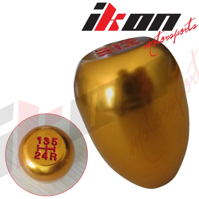 Gold M8X1.25MM MT T-R Gear Shift Knob Screw On Engraved 5 Speed