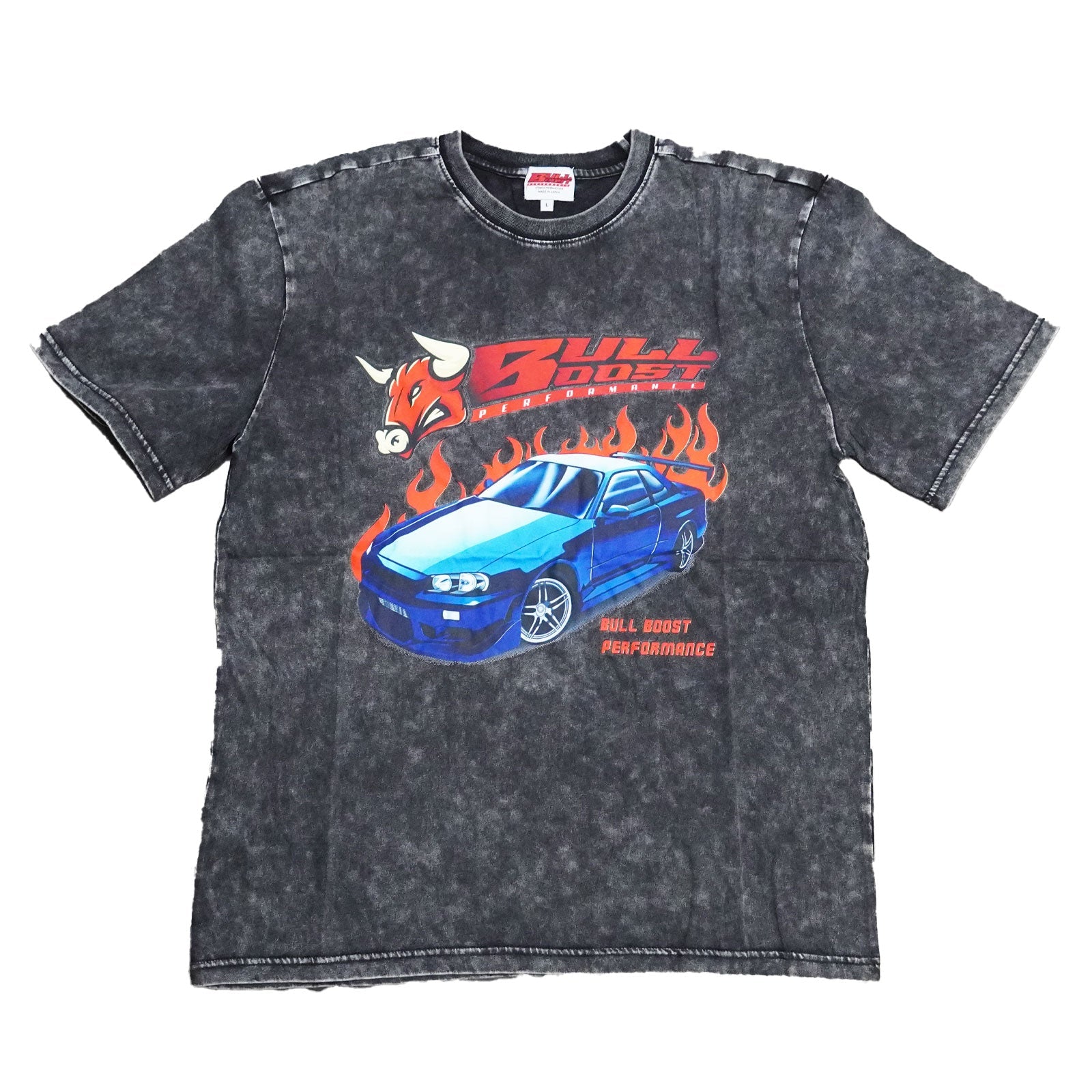 Vintage Acid Wash 250GSM Nissan Skyline GT-R Heavy Cotton Pre Shrunk T Shirt - Bull Boost Performance