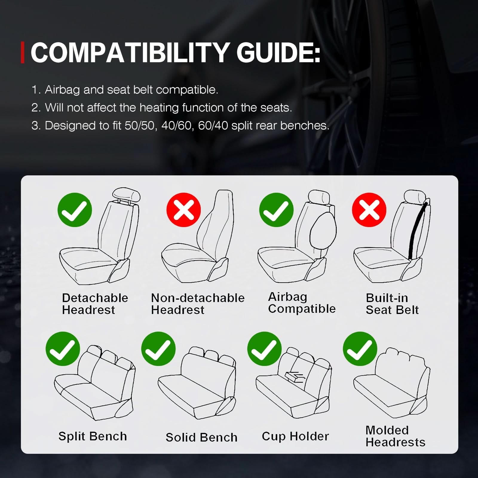 Universal Car Seat Covers Cushion Protecots PU Leather - 02 Style