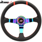 350MM Black CF Print Neo Spoke Sport Racing Steering Wheel  Logo