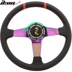 350MM Black CF Print Neo Spoke Sport Racing Steering Wheel  Logo