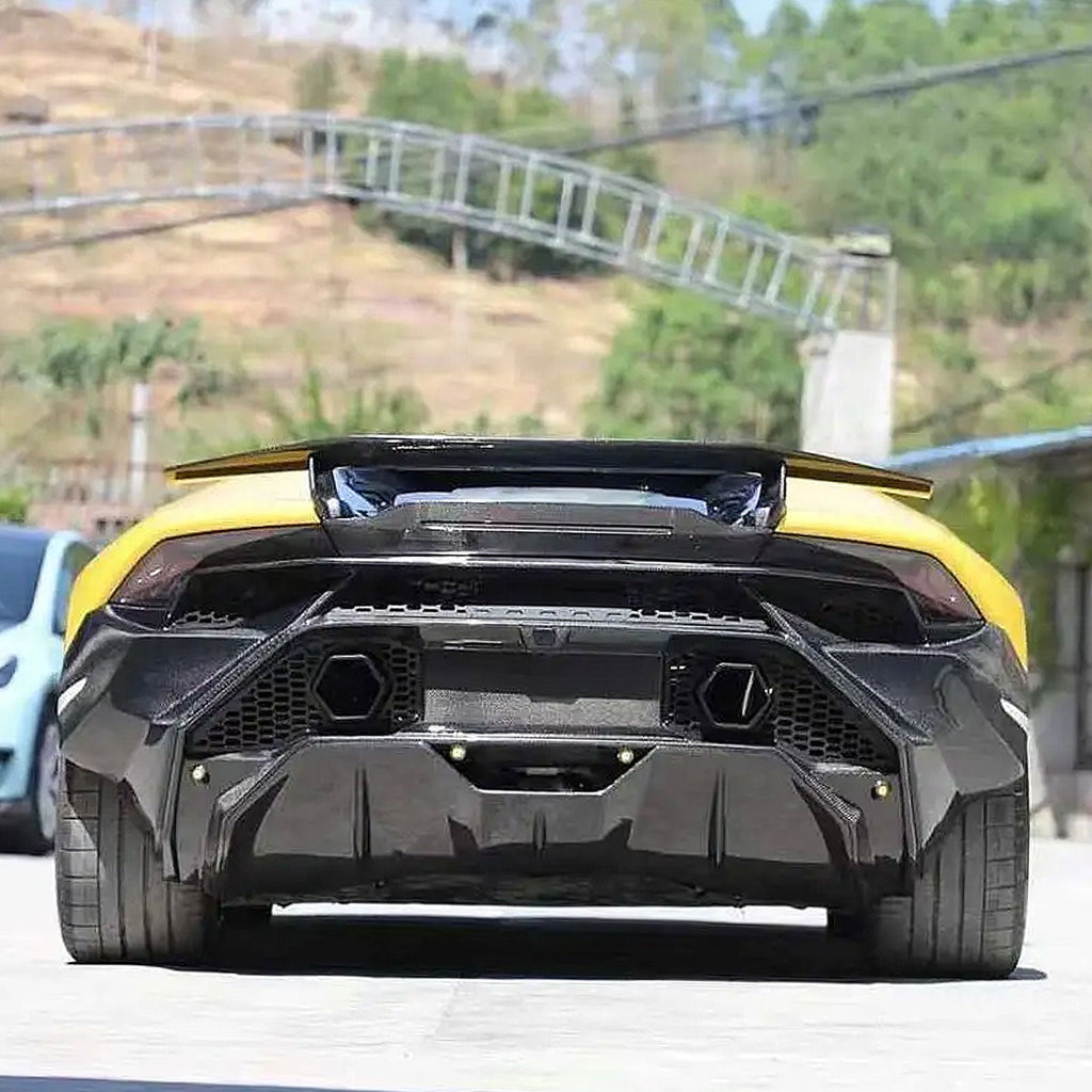 Tecnica Style Dry Carbon Fiber Rear Bumper Exhaust Kit for Lamborghini Huracan LP580 LP610 EVO - Bull Boost Performance