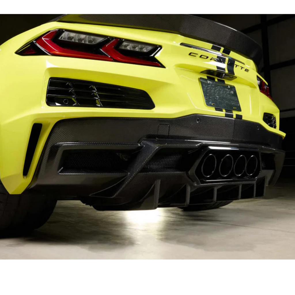 Dry Carbon Fiber Rear Diffuser for Chevrolet Corvette C8 Z06 ZR1 - Bull Boost Performance