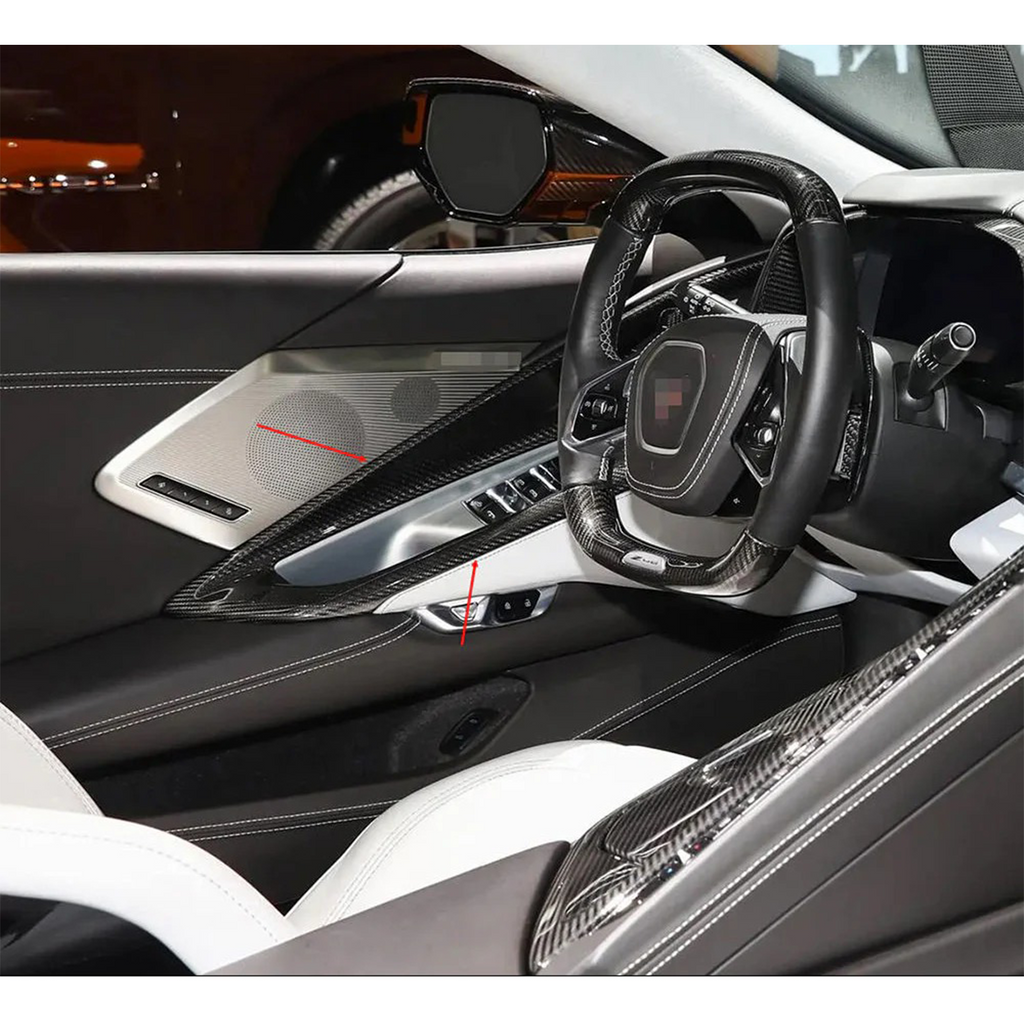 Dry Carbon Fiber Interior Door Bow Cover Trim for Chevrolet Corvette C8 - Bull Boost Performance