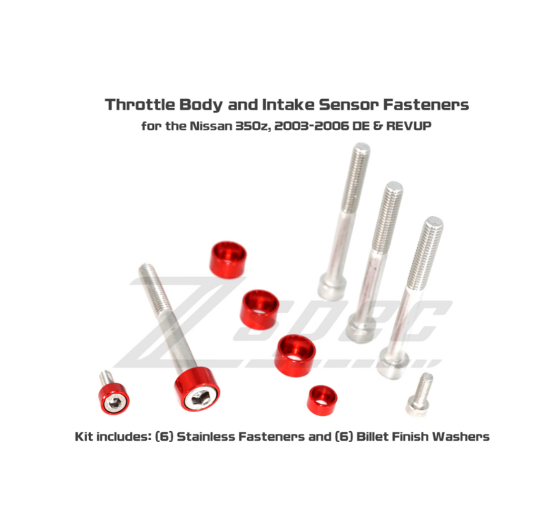 ZSPEC Throttle Body & Airflow Sensor Fasteners for Nissan 350z, '03-06, DE & REVUP, Stainless & Billet