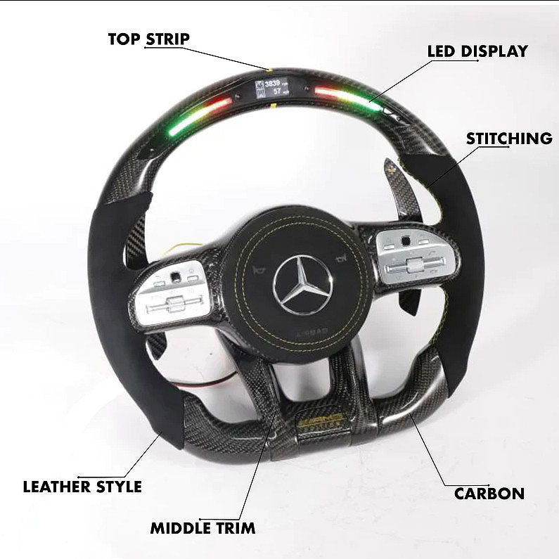 Mercedes-Benz 2020+ AMG Performance Style Customizable Steering Wheel (Fits 2010+ All Models) - Bull Boost Performance
