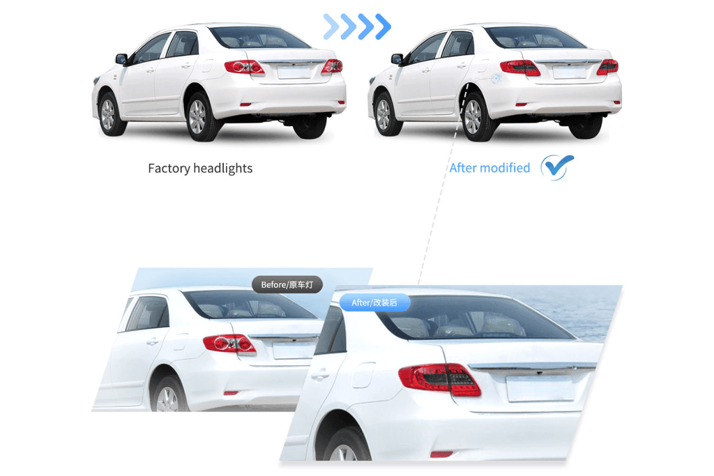 Toyota Corolla 10th Gen (E140 Wide-Body) Facelift LED Tail Lights (2011 - 2013)
