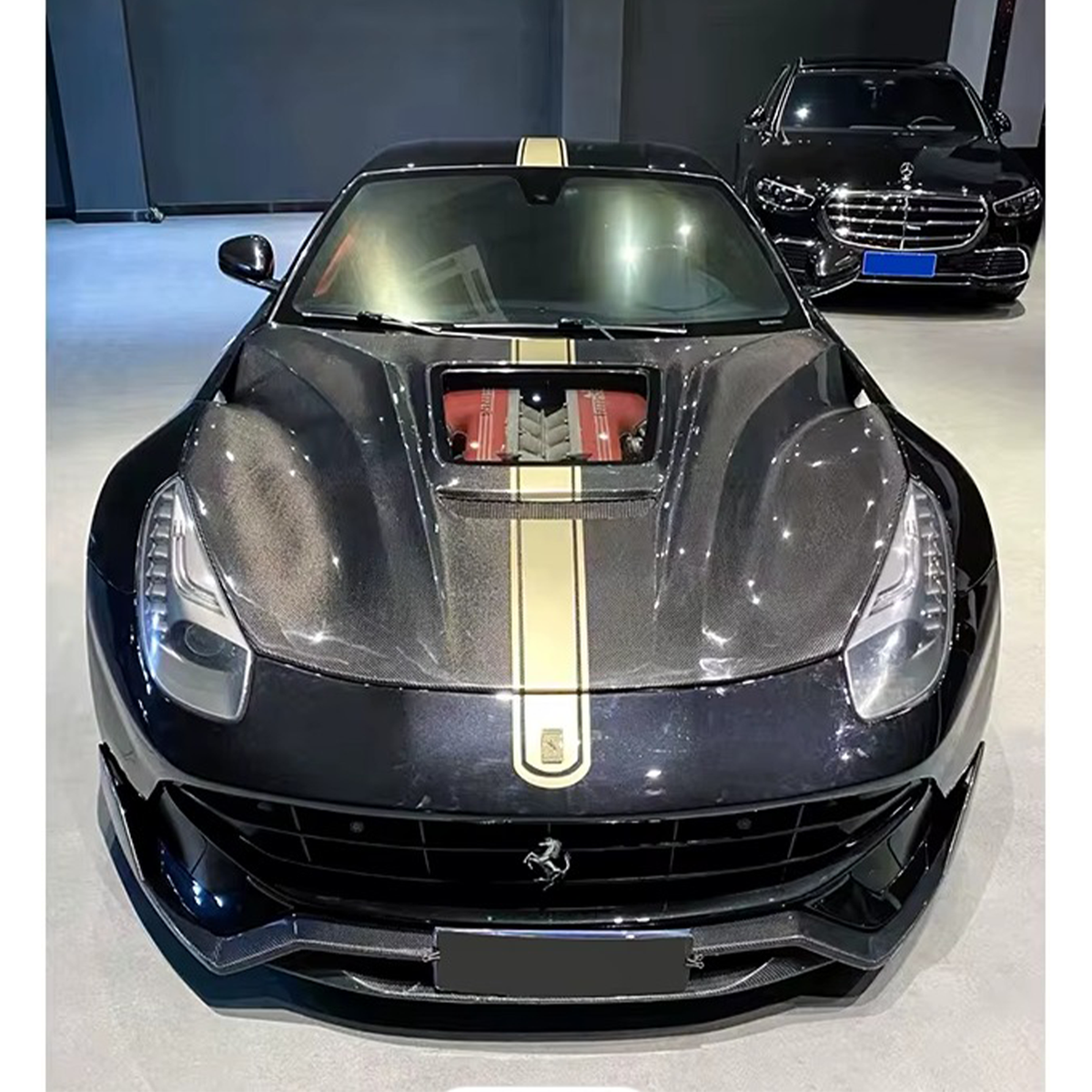 Carbon Fiber Hood Bonnet Transparent Window for Ferrari F12 by Stratec Systems