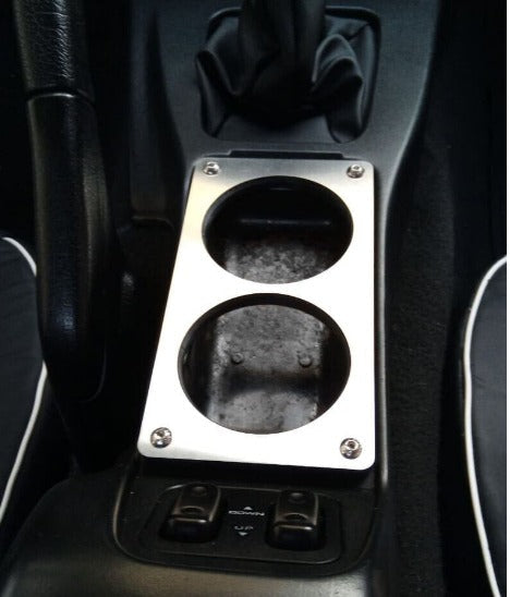 Stainless Steel Center Console Cup Holder Ash Tray Delete for 1989-1997 Mazda MX-5 Miata MK1 - Bull Boost Performance