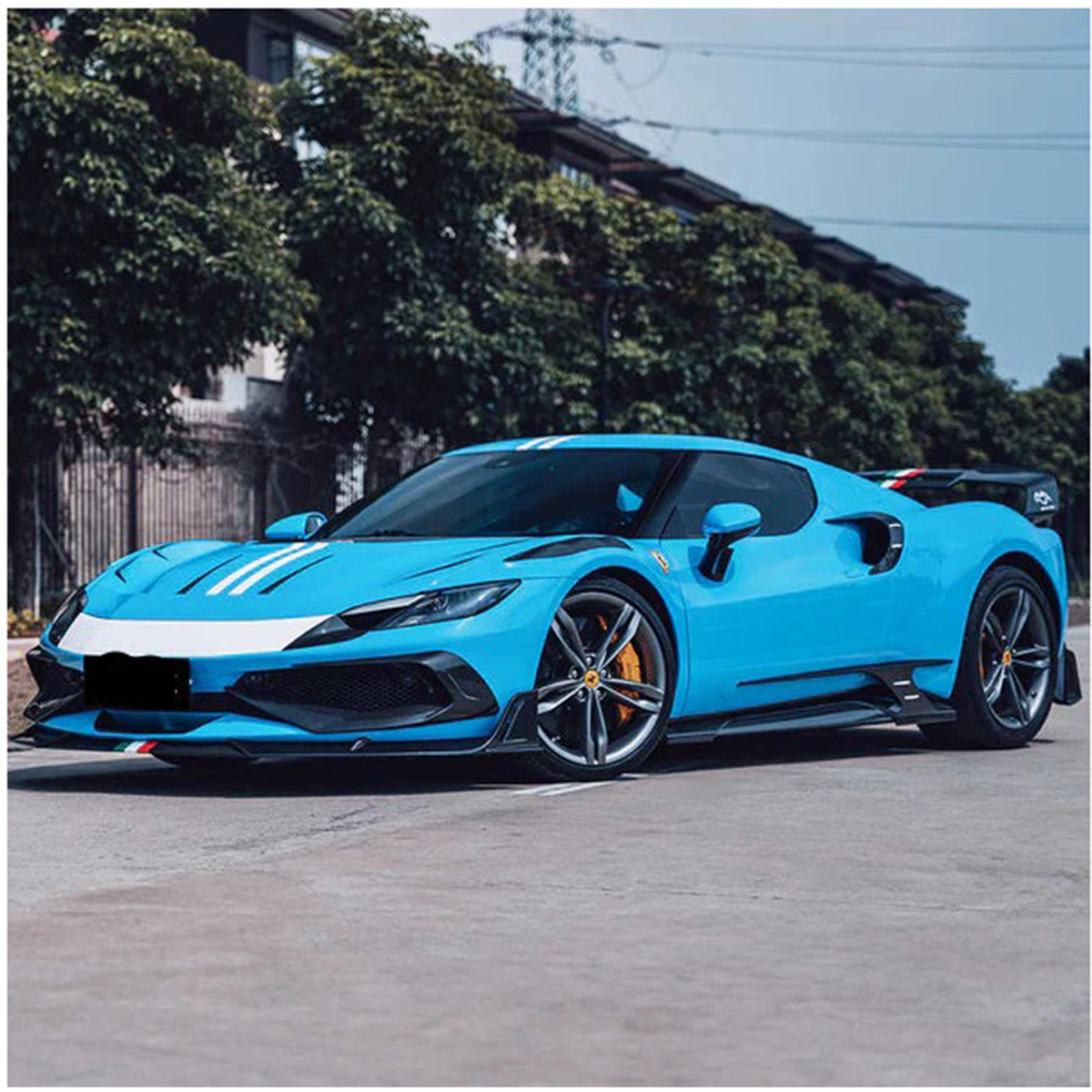 Dry Carbon Fiber Front Lip for Ferrari 296 GTB by Stratec Systems