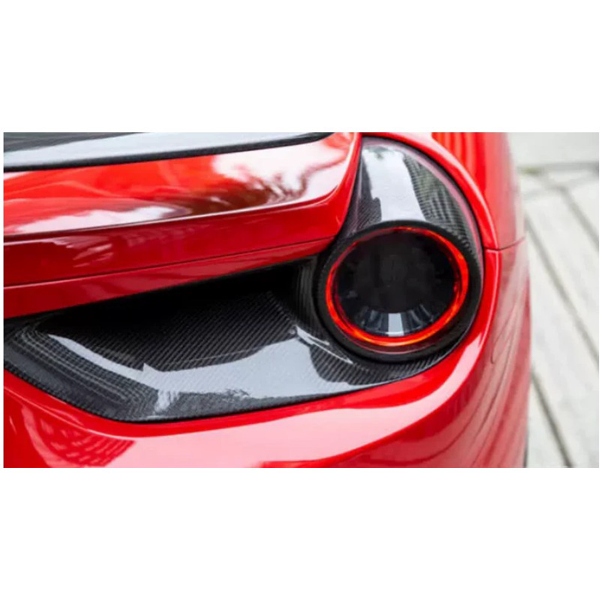 N Style Carbon Fiber Rear Fog Tail Light Surround Cover for Ferrari 488 GTB / Spider by Stratec Systems
