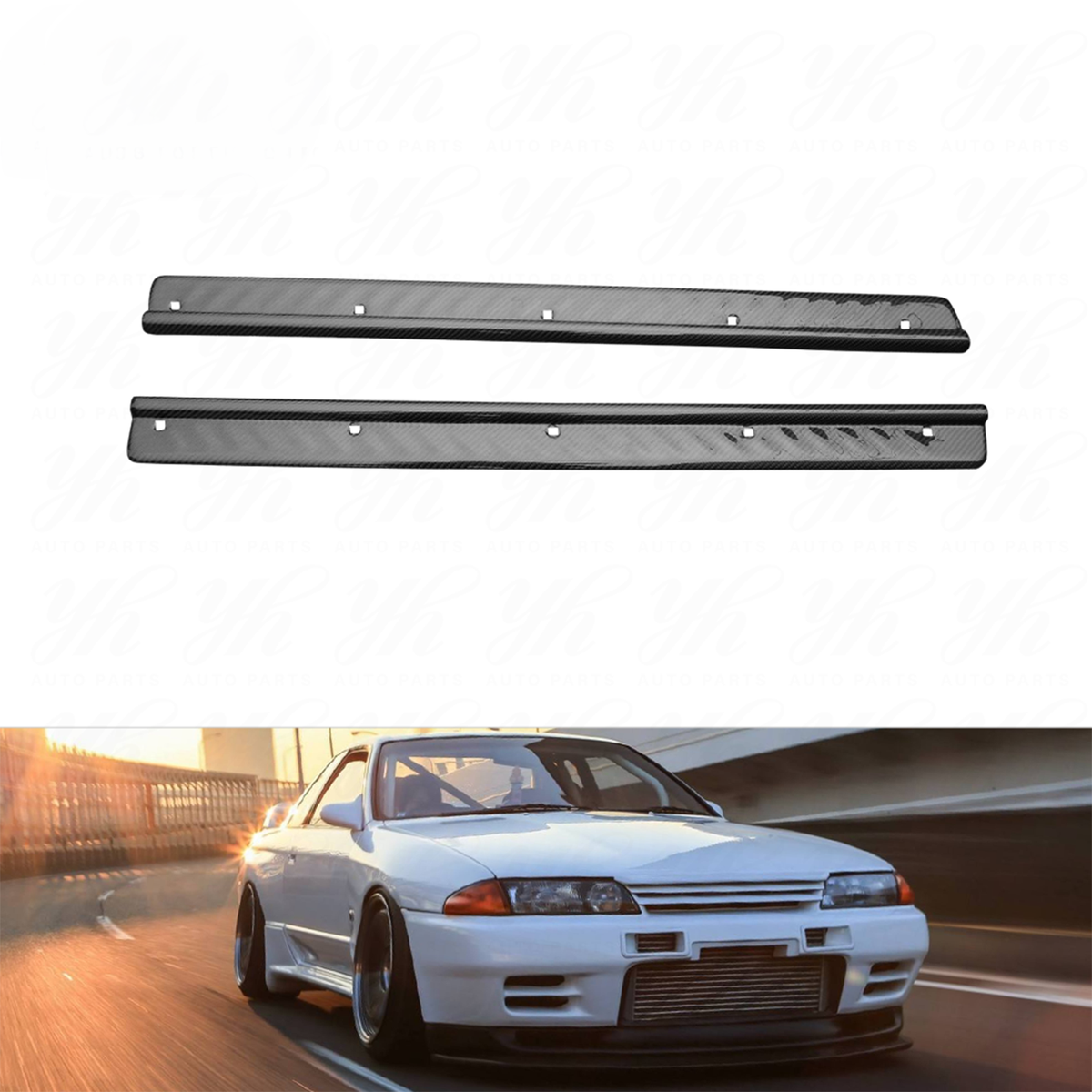 High Quality Carbon Fiber Door Sill Pair for Nissan Skyline GTR R32 by Stratec Systems
